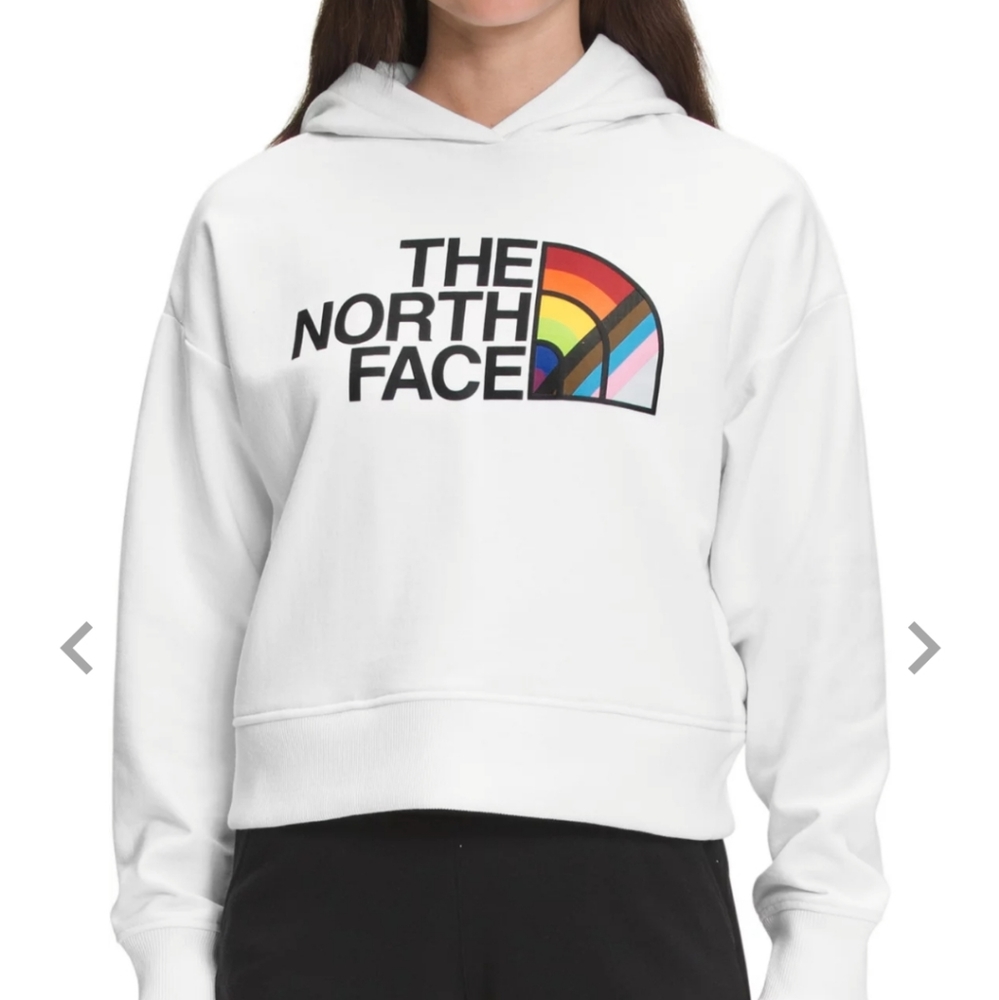 The North Face white crop hoodie size xs but fits like regular small new…